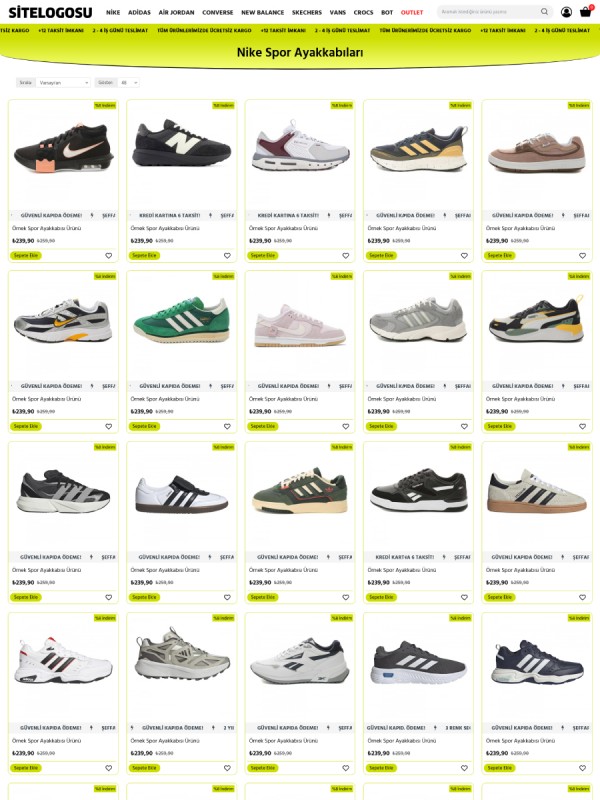 Opencart Spor Ayakkabı Teması Opencart Spor Ayakkabı Teması