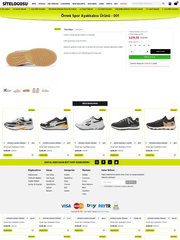 Opencart Spor Ayakkabı Teması Opencart Spor Ayakkabı Teması