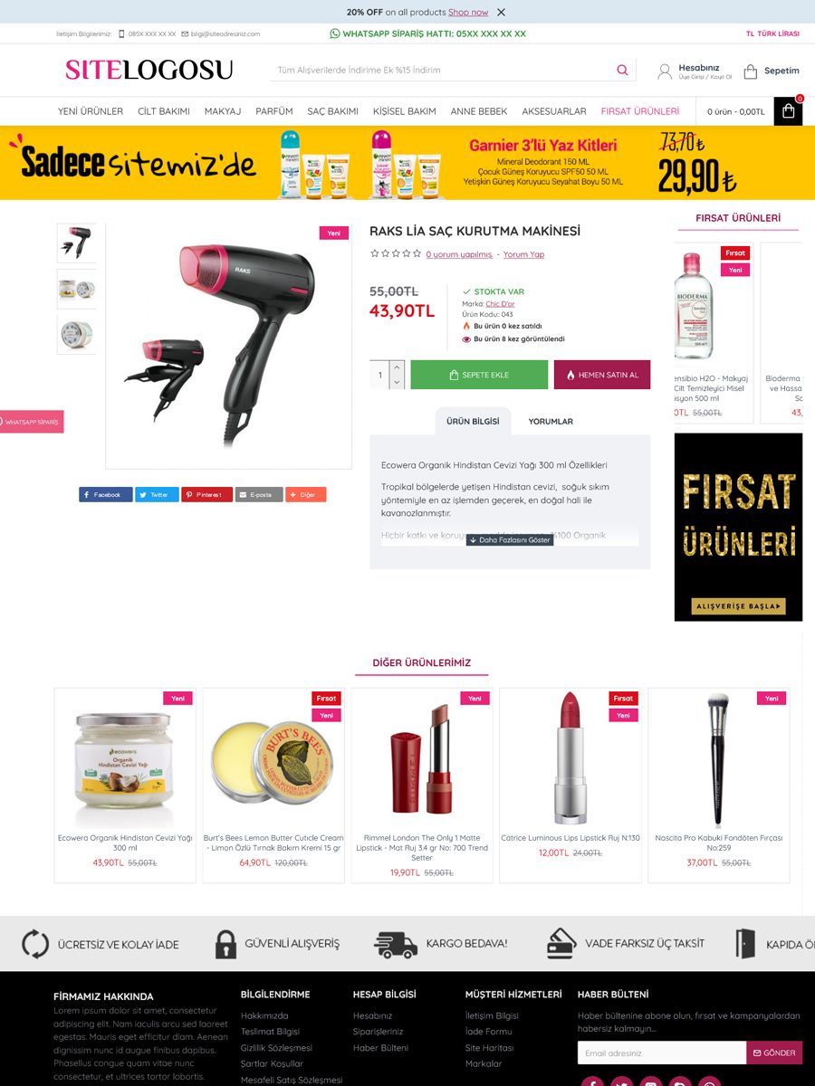Opencart Kozmetik Teması Opencart Kozmetik Teması