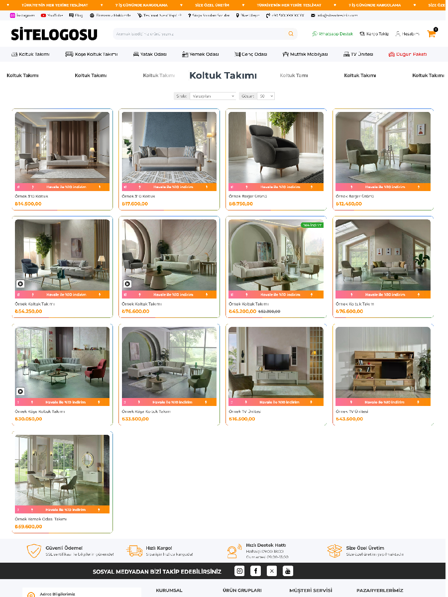 Opencart Mobilya E-Ticaret Teması Opencart Mobilya E-Ticaret Teması