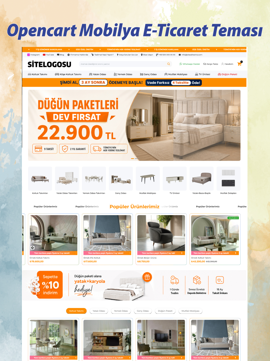 Opencart Mobilya E-Ticaret Teması Opencart Mobilya E-Ticaret Teması