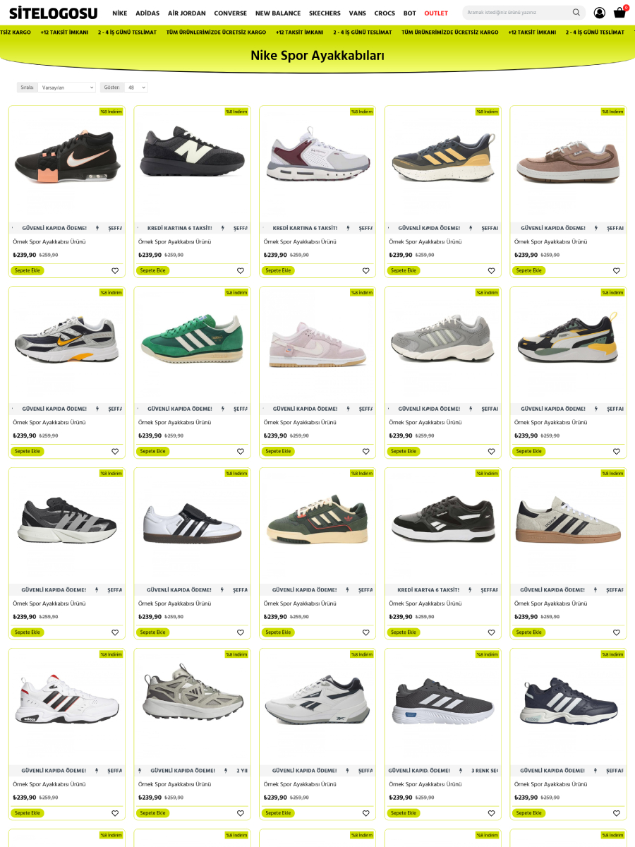 Opencart Spor Ayakkabı Teması Opencart Spor Ayakkabı Teması