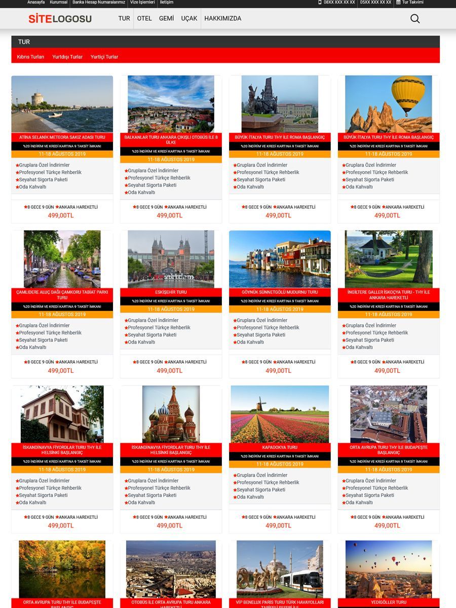Opencart Tur ve Organizasyon Teması Opencart Tur ve Organizasyon Teması